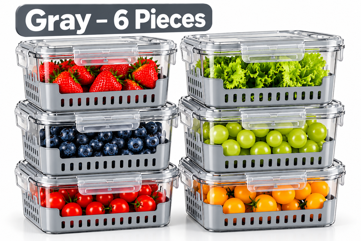 Fruit Storage Containers for Fridge (Set of 6)