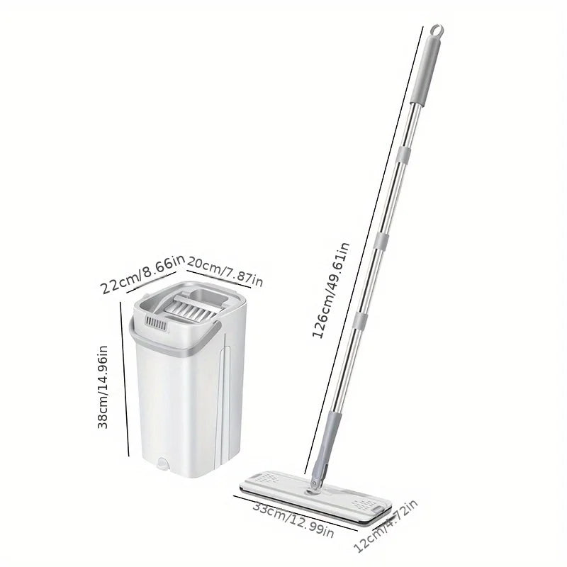 Self-Wringing Flat Mop and Bucket Set – Wet & Dry Floor Cleaning System