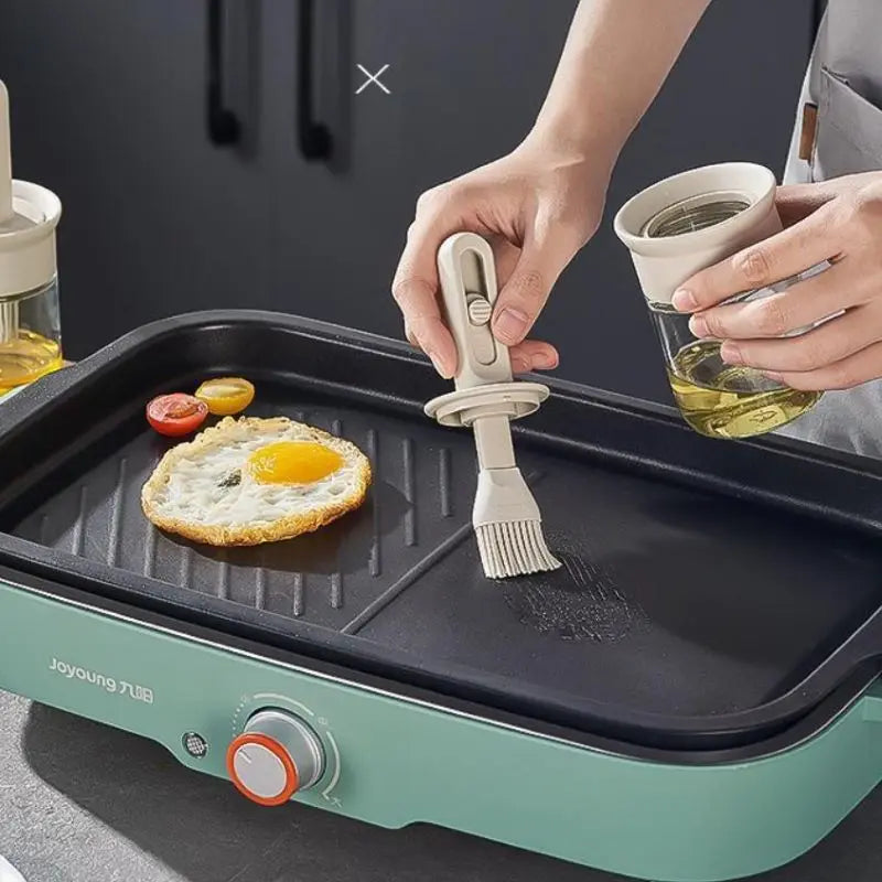1pc Oil Dispenser Bottle BPA-Free Heat-Resistant Silicone Brush Set for Baking Cooking BBQ Kitchen Outdoor Accessory for Picnics