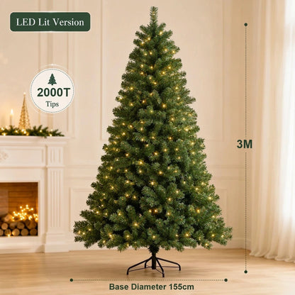 Artificial Christmas Tree with LED Lights – Full PVC Branches, 120cm–300cm