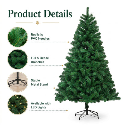 Artificial Christmas Tree with LED Lights – Full PVC Branches, 120cm–300cm