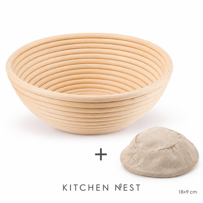 Natural Rattan Bread Proofing Basket – Sourdough Banneton Dough Fermentation Bowl