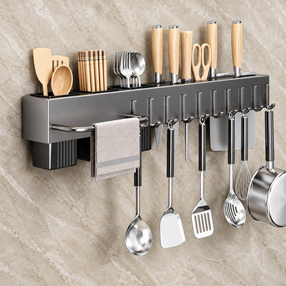 Tool-Free Wall-Mounted Kitchen Organiser – Knife, Utensil & Chopstick Holder