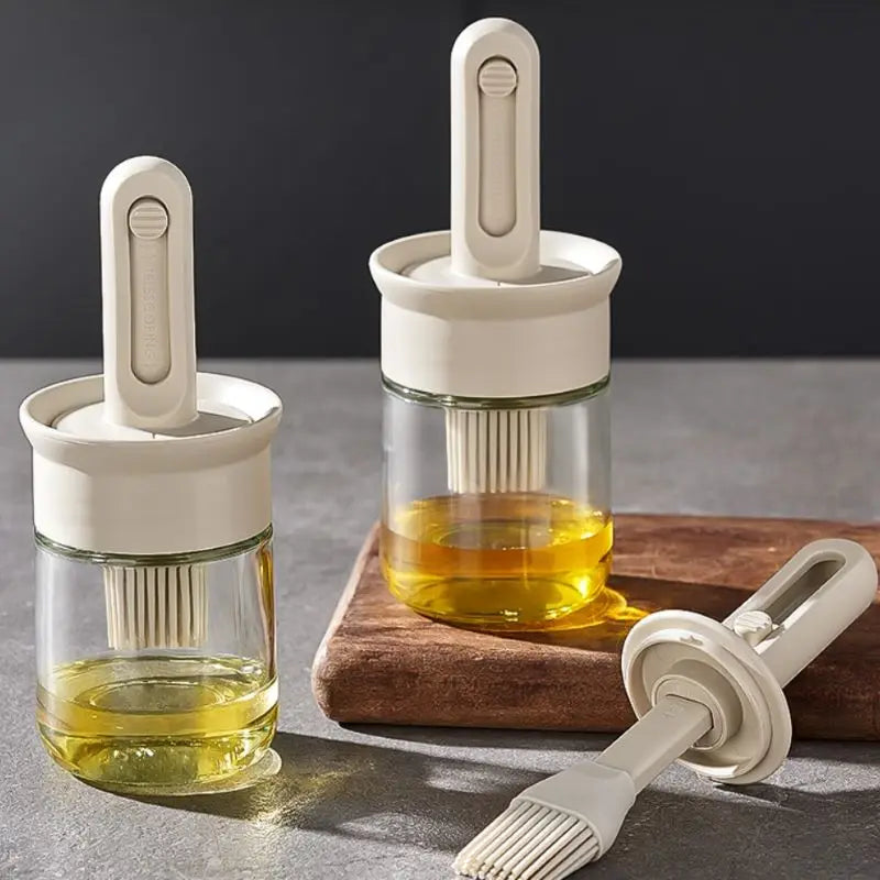 1pc Oil Dispenser Bottle BPA-Free Heat-Resistant Silicone Brush Set for Baking Cooking BBQ Kitchen Outdoor Accessory for Picnics