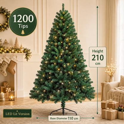 Artificial Christmas Tree with LED Lights – Full PVC Branches, 120cm–300cm