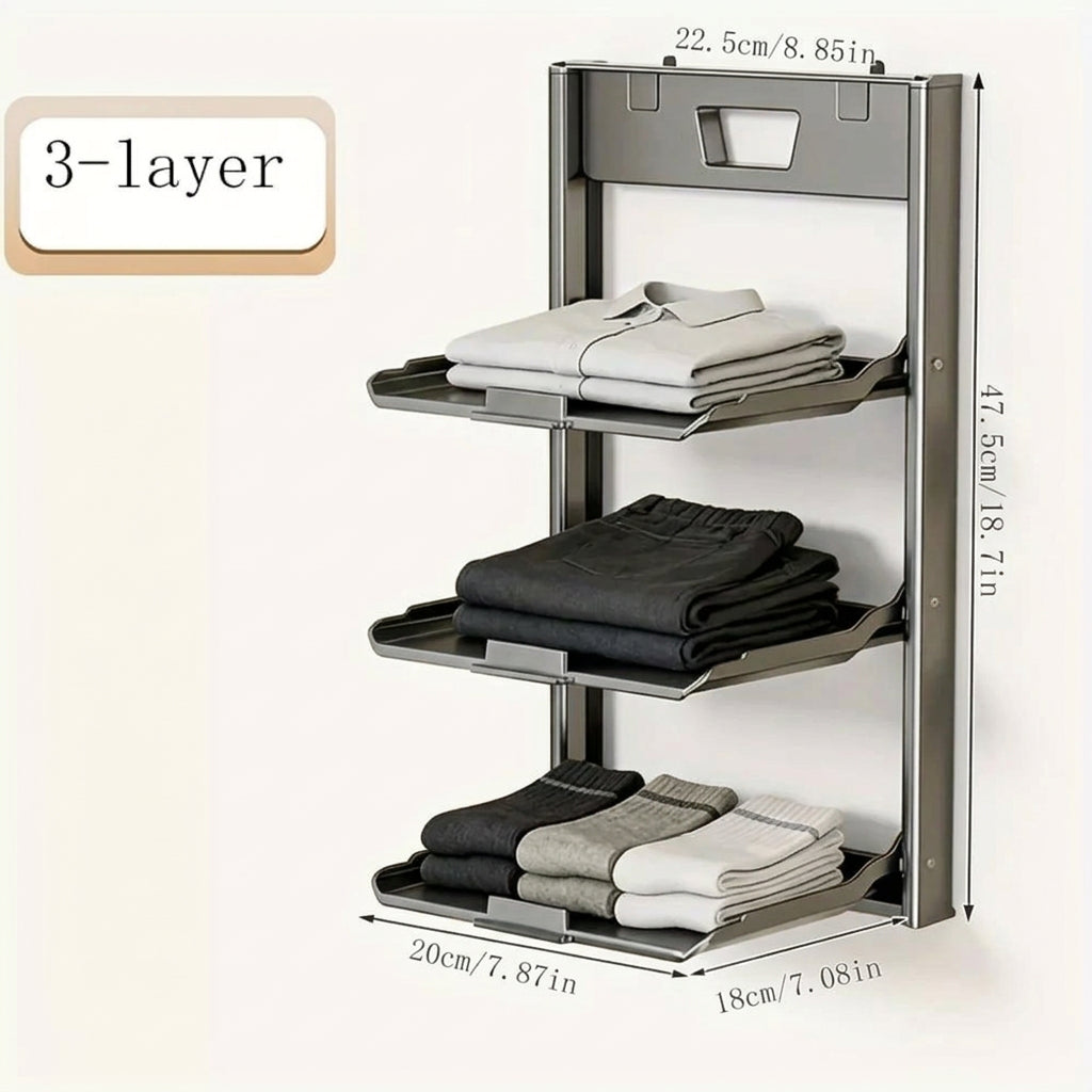 Foldable Wall-Mounted Storage Rack – Multi-Tier Aluminium Bathroom & Kitchen Organiser