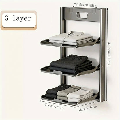 Foldable Wall-Mounted Storage Rack – Multi-Tier Aluminium Bathroom & Kitchen Organiser