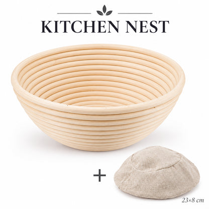 Natural Rattan Bread Proofing Basket – Sourdough Banneton Dough Fermentation Bowl