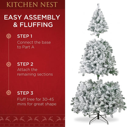 Snowy Flocked Artificial Christmas Tree – Realistic Frosted PVC Pine