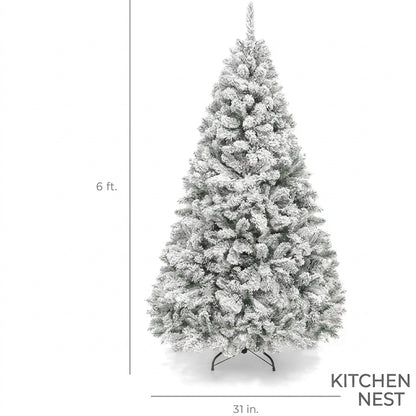 Snowy Flocked Artificial Christmas Tree – Realistic Frosted PVC Pine