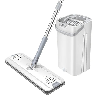 Self-Wringing Flat Mop and Bucket Set – Wet & Dry Floor Cleaning System