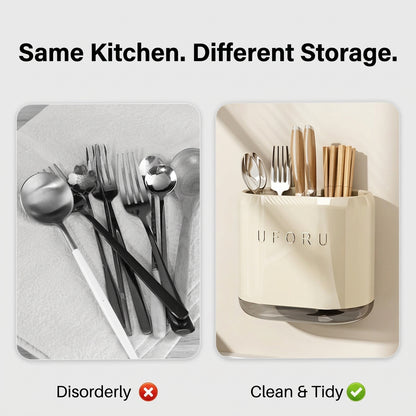 Wall-Mounted Kitchen Utensil Holder – Space-Saving Chopstick & Cutlery Organiser