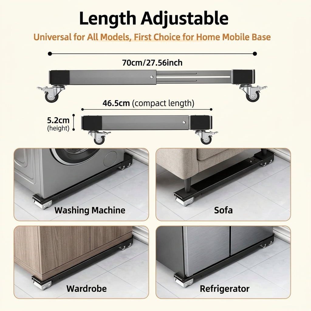 Adjustable Appliance Roller Stand – Heavy-Duty Washer & Fridge Base (2 Pack)