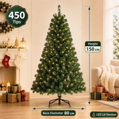 Artificial Christmas Tree with LED Lights – Full PVC Branches, 120cm–300cm