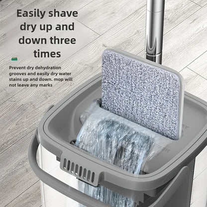 Self-Wringing Flat Mop and Bucket Set – Wet & Dry Floor Cleaning System