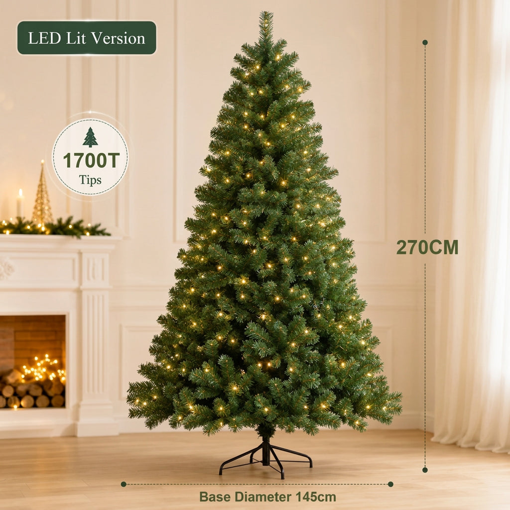 Artificial Christmas Tree with LED Lights – Full PVC Branches, 120cm–300cm