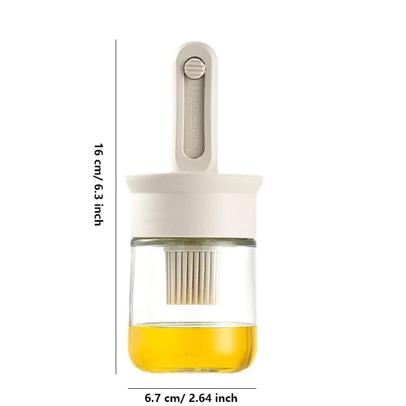 1pc Oil Dispenser Bottle BPA-Free Heat-Resistant Silicone Brush Set for Baking Cooking BBQ Kitchen Outdoor Accessory for Picnics