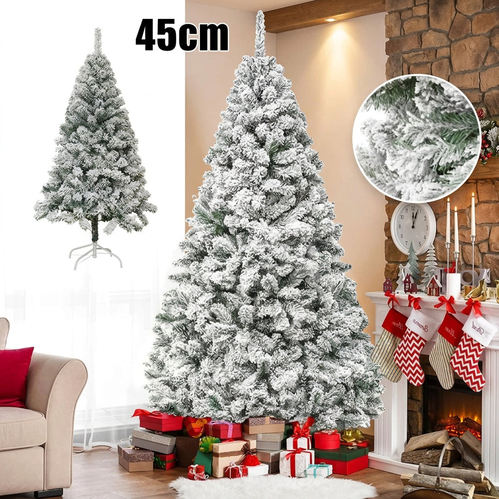 Snowy Flocked Artificial Christmas Tree – Realistic Frosted PVC Pine