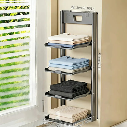 Foldable Wall-Mounted Storage Rack – Multi-Tier Aluminium Bathroom & Kitchen Organiser