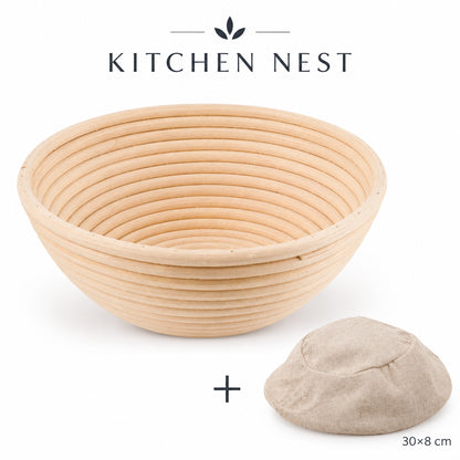 Natural Rattan Bread Proofing Basket – Sourdough Banneton Dough Fermentation Bowl