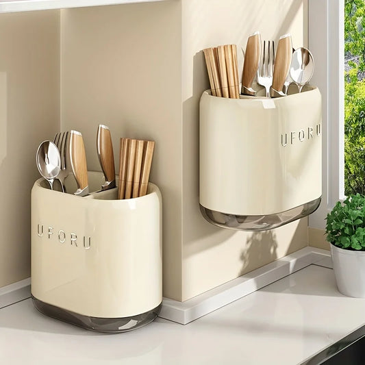 Wall-Mounted Kitchen Utensil Holder – Space-Saving Chopstick & Cutlery Organiser