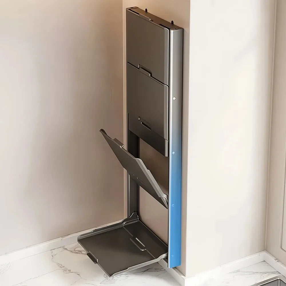 Foldable Wall-Mounted Storage Rack – Multi-Tier Aluminium Bathroom & Kitchen Organiser