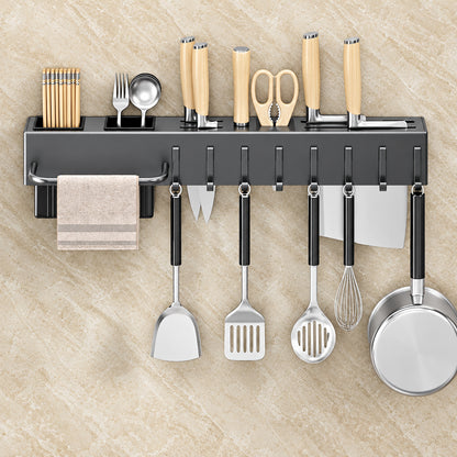 Tool-Free Wall-Mounted Kitchen Organiser – Knife, Utensil & Chopstick Holder