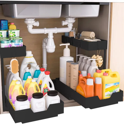 2-Tier Under Sink Storage Organizer – Pull-Out Kitchen & Bathroom Cabinet Rack