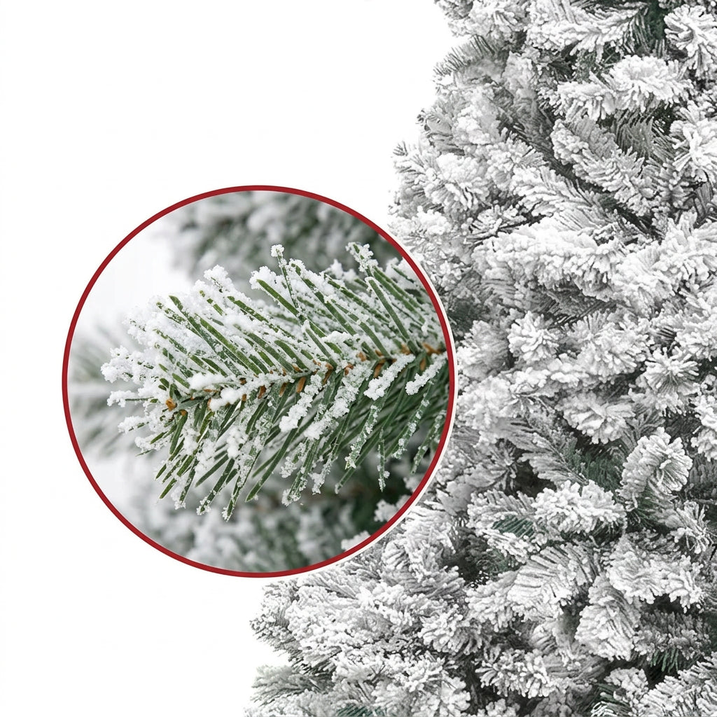 Snowy Flocked Artificial Christmas Tree – Realistic Frosted PVC Pine
