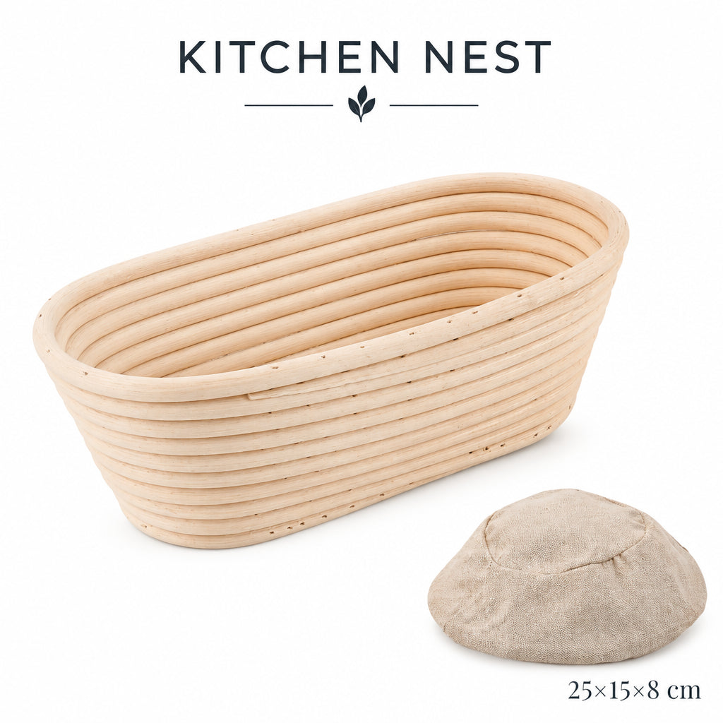 Natural Rattan Bread Proofing Basket – Sourdough Banneton Dough Fermentation Bowl