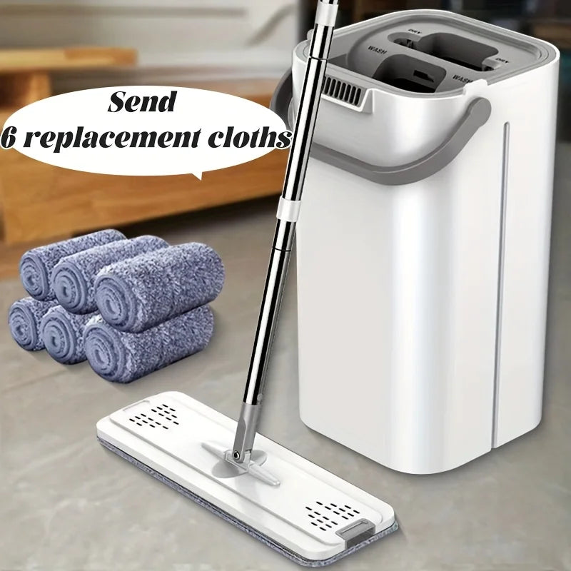 Self-Wringing Flat Mop and Bucket Set – Wet & Dry Floor Cleaning System